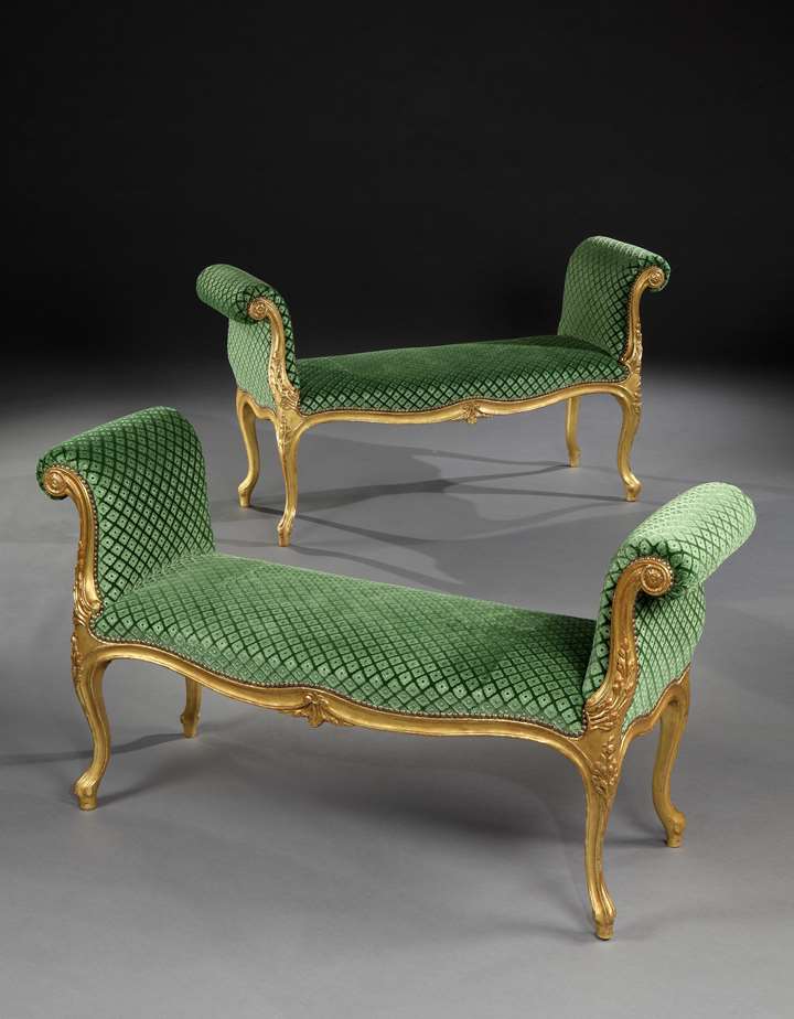 A PAIR OF GEORGE III GILTWOOD WINDOW SEATS